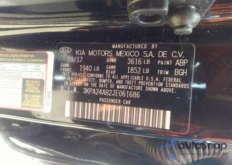 2018 Kia Rio Lx из США, поврежденный, VIN 3KPA24AB2JE061686